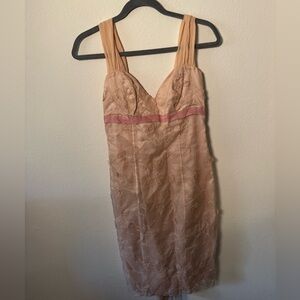 Vintage 90s Peach Dress with Pink Accent